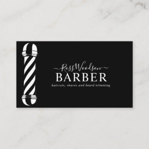 Modern Barber Black White Business Card