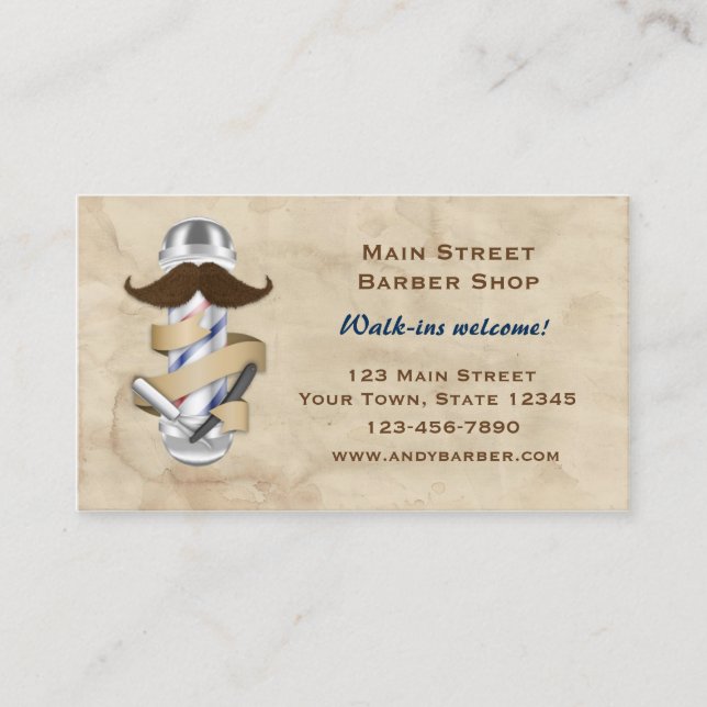 Modern Barber Business Card (Front)