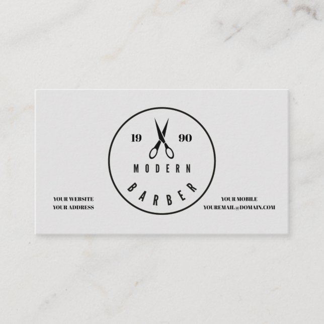 'Modern Barber' Business Card (Front)