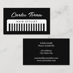 Modern barber comb logo hairstylist business card