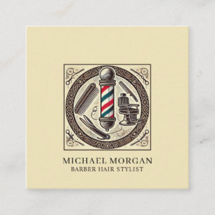 Modern Barber Hair Stylist Barber Tools Square Business Card