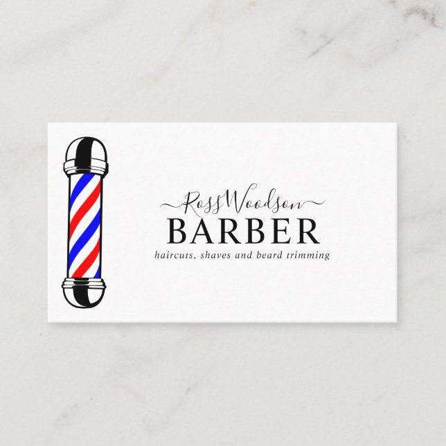 Modern Barber Pole Business Card (Front)