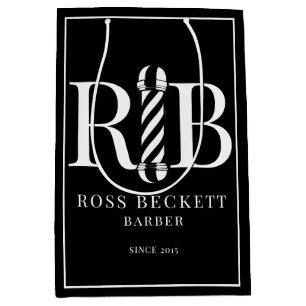 Modern Barber Shop Black White Gift Bag