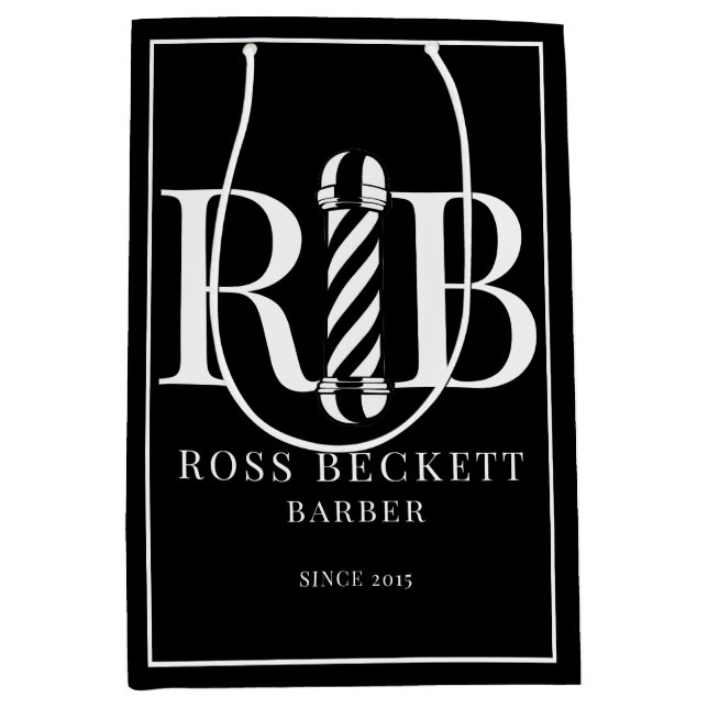 Modern Barber Shop Black White Gift Bag (Front)