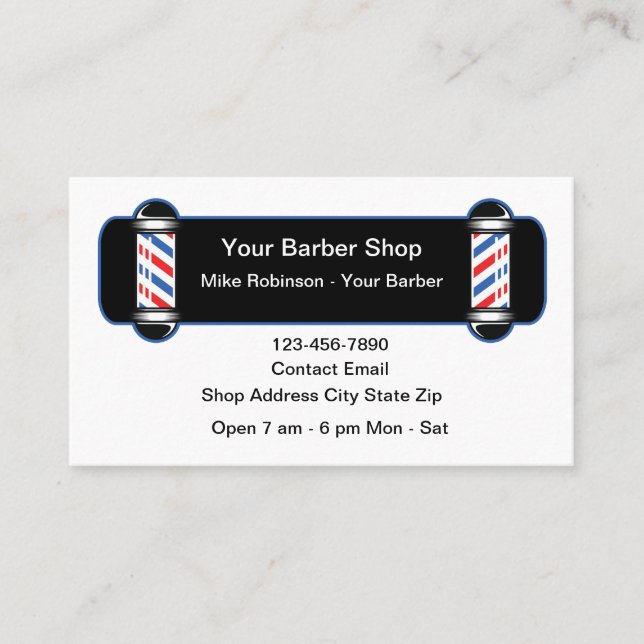 Modern Barber Shop Lights Theme Business Card (Front)