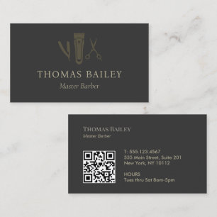 Modern Barbershop,  Barber Brown QR Code Business Card