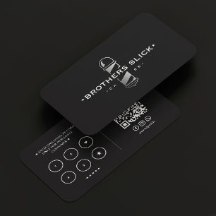 Modern Barbershop Barber Silver Pole Loyalty Black Business Card