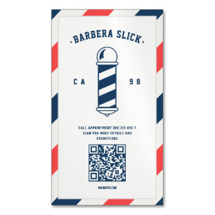 Modern Barbershop Barber's Pole Barber Magnetic Business Card