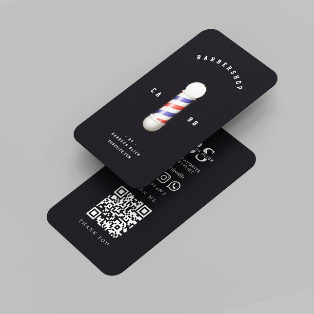 Modern Barbershop Barber's Pole Haircut Barber Business Card (Modern Barbershop Barber's Pole Haircut Barber Business Card
)