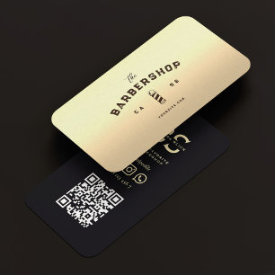 Modern Barbershop Faux Gold Barber's Pole Barber Business Card