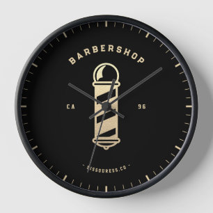 Modern Barbershop Gold Scissors Minimalist Stylish Clock