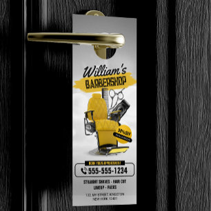 Modern Barbershop Hair Stylist Hairdresser Haircut Door Hanger