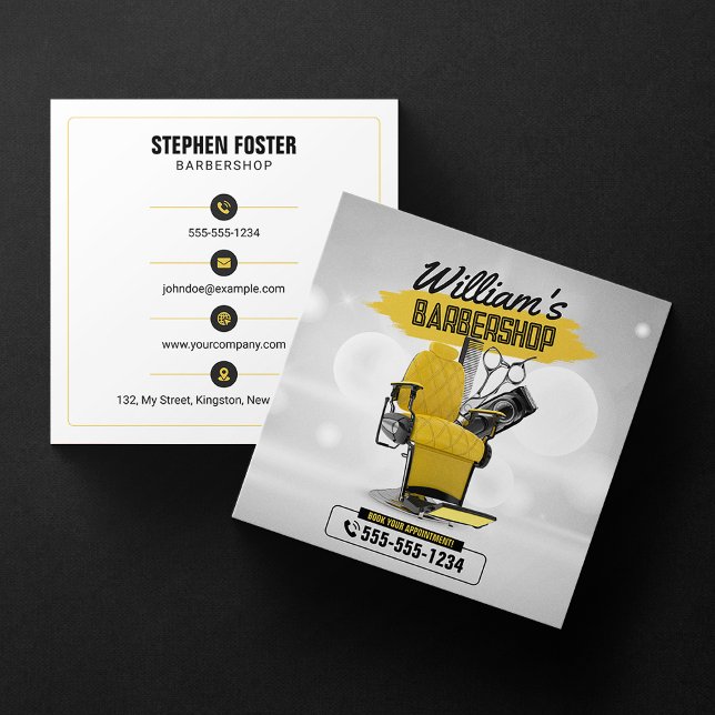 Modern Barbershop Hair Stylist Hairdresser Haircut Square Business Card (Creator Uploaded)