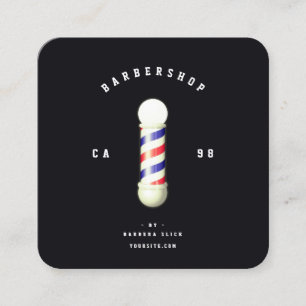 Modern Barbershop Haircut Barber's Pole Barber Square Business Card