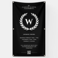 Modern Barbershop Opening Hours Banner Sign 