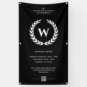 Modern Barbershop Opening Hours Banner Sign 