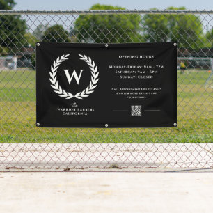 Modern Barbershop Opening Hours Banner Sign 