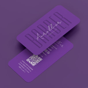 Modern Barbershop Travel Barber Royal Purple Business Card