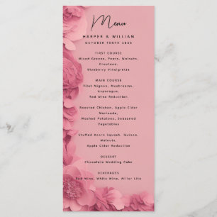 Modern barbie-inspired pink floral wedding menu