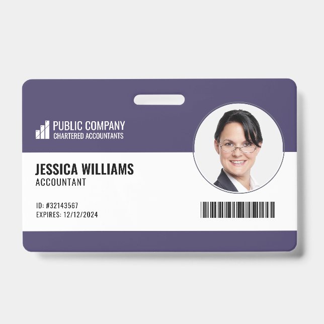 Modern Barcode Staff Employee ID Badge (Front)