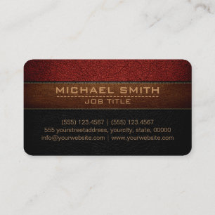 Modern Barn red and Black Leather Look Business Card