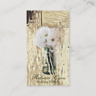 modern barn wood white daisy florist business card