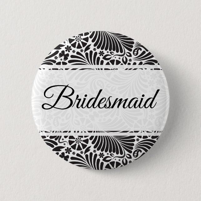 Modern Baroque Floral Bridesmaid 6 Cm Round Badge (Front)