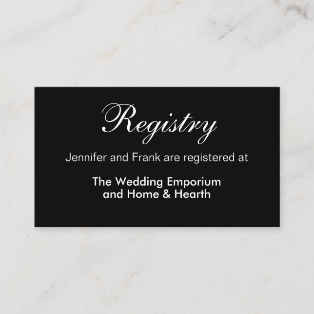 Modern Baroque Floral Wedding Registry Insert (Front)