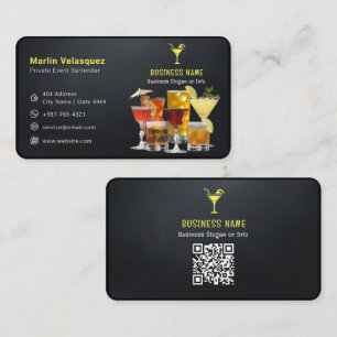 Modern bartender business Casual Black Business Card