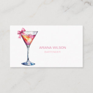 Modern Bartender Cocktail Bow Bar Club Event  Business Card