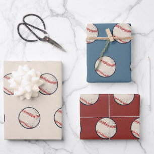 Modern Baseball Ball Pattern Kids Birthday Wrapping Paper Sheet