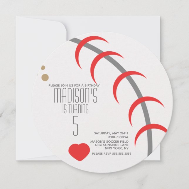 Modern Baseball Birthday Ball Party Invitation (Front)