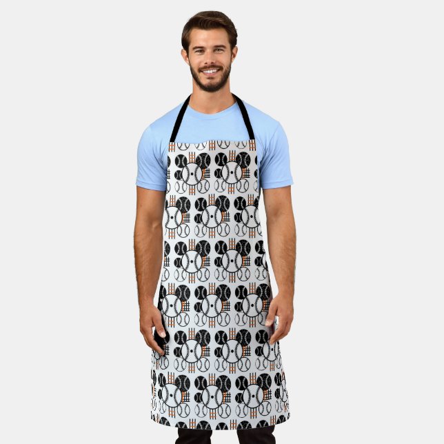 Modern Baseball  Black White Orange Colour Pattern Apron (Worn)