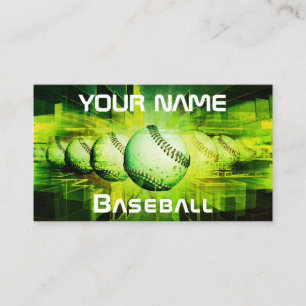 Modern Baseball Coach Player Team Club Green Neon Business Card