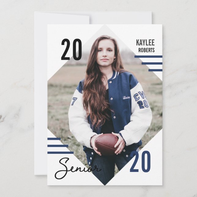 Modern Baseball Diamond Photo Grad Invitation Card (Front)