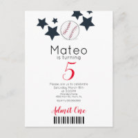 Modern Baseball Pattern Ticket Style Party