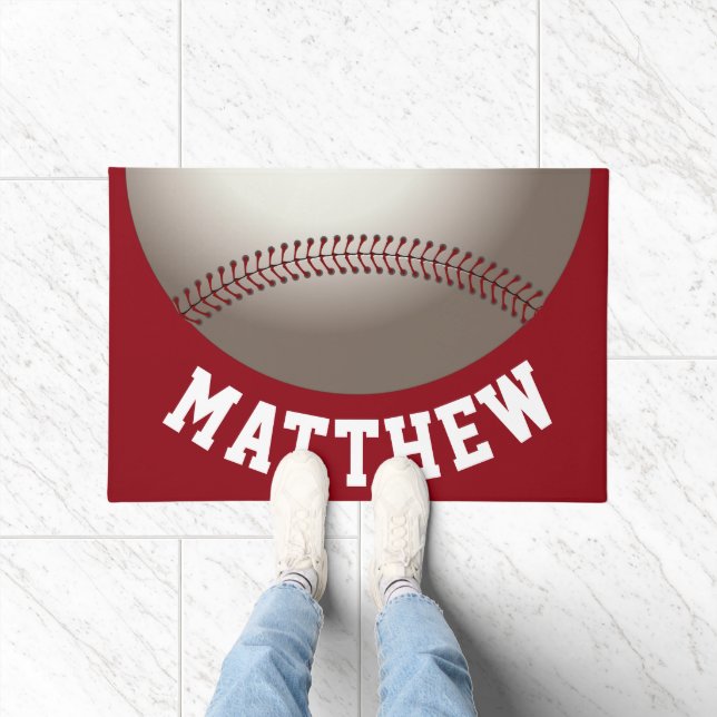 Modern Baseball Sports Design Name Doormat (Indoor)