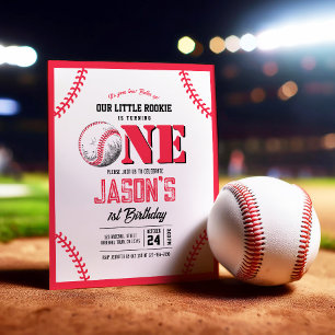 Modern Baseball Stitch Budget 1st Birthday Invite