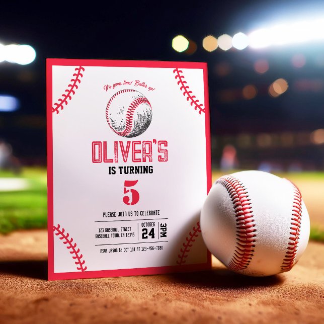 Modern Baseball Stitches Budget Birthday Invite (Creator Uploaded)