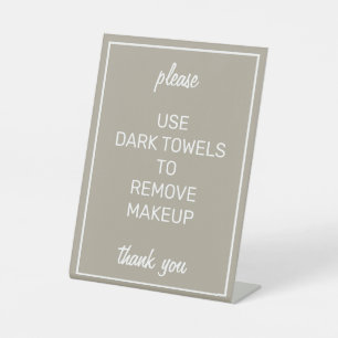 Modern Basic Beige Makeup Towel Counter Sign