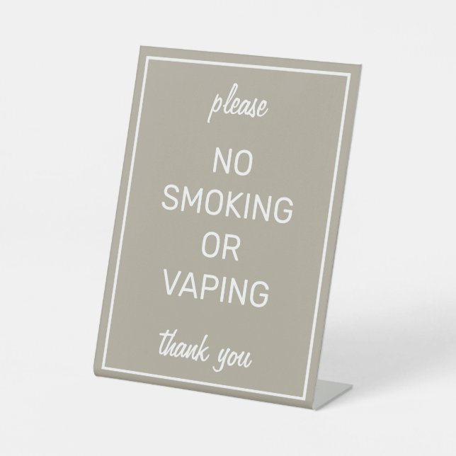Modern Basic Beige No Smoking Tabletop Sign (Front)