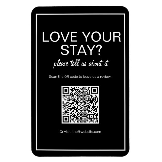 Modern Basic Black Digital QR Code Review Magnet (Vertical)
