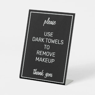 Modern Basic Black Makeup Towel Counter Sign