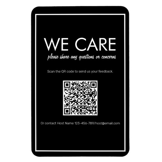 Modern Basic Black QR Code Feedback Magnet (Vertical)
