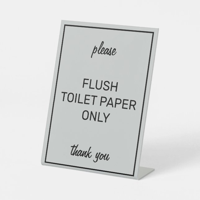 Modern Basic Grey Bathroom Septic Pedestal Sign (Front)