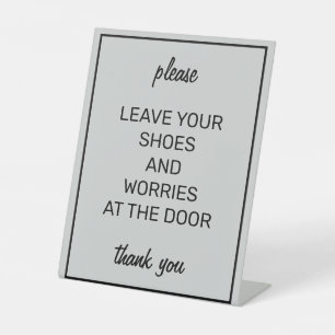 Modern Basic Grey Remove Shoes Counter Sign