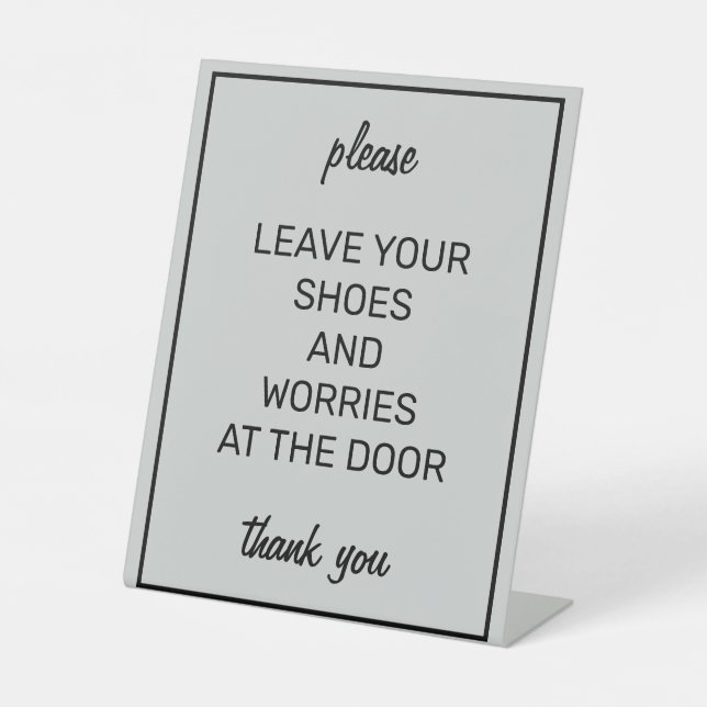Modern Basic Grey Remove Shoes Counter Sign (Front)