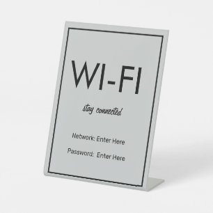 Modern Basic Light Grey Wi-Fi Guest Pedestal Sign