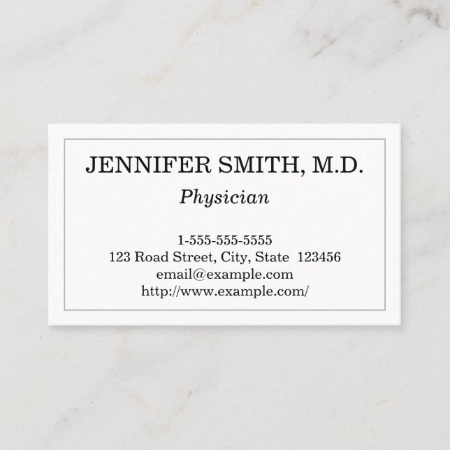 Modern & Basic Physician Business Card (Front)