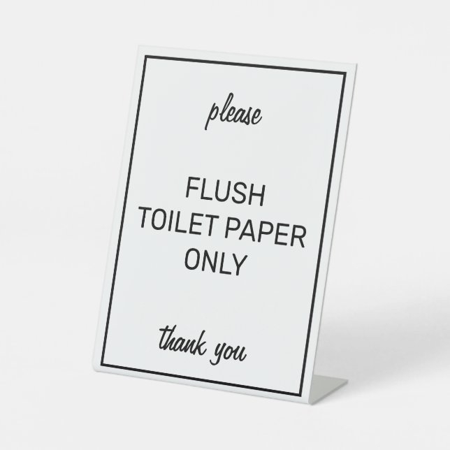 Modern Basic White Bathroom Septic Pedestal Sign (Front)